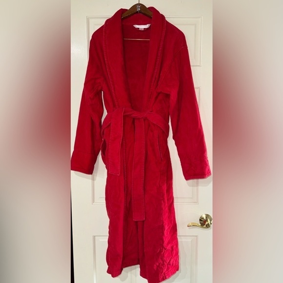 VTG Victoria's Secret Plush Robe Terry Cloth Robe Women Size M/L Red - Picture 2 of 9